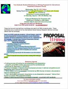 Event: Workshops on Writing Proposals for International Dissertation Research Grants