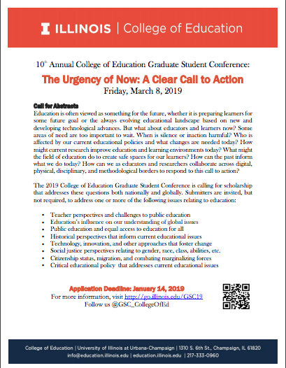 Call for Abstracts: 10th Annual College of Education Graduate Student Conference, University of Illinois