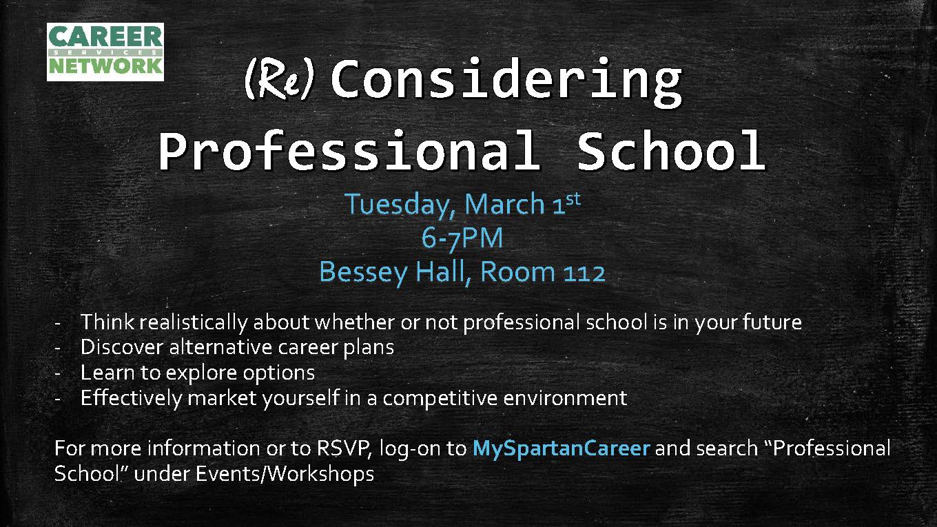 (Re) Considering Professional School workshop – March 1, 2016