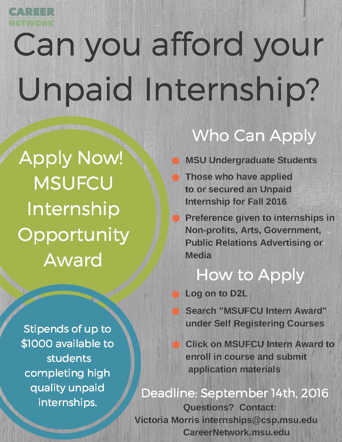 MSUFCU Intern Award – Fall 2016