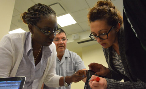 Lewin working with other members of the first cohort of the MSU-Wipro Fellowship. 