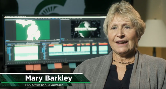 Mary Barkley talks during a video. 