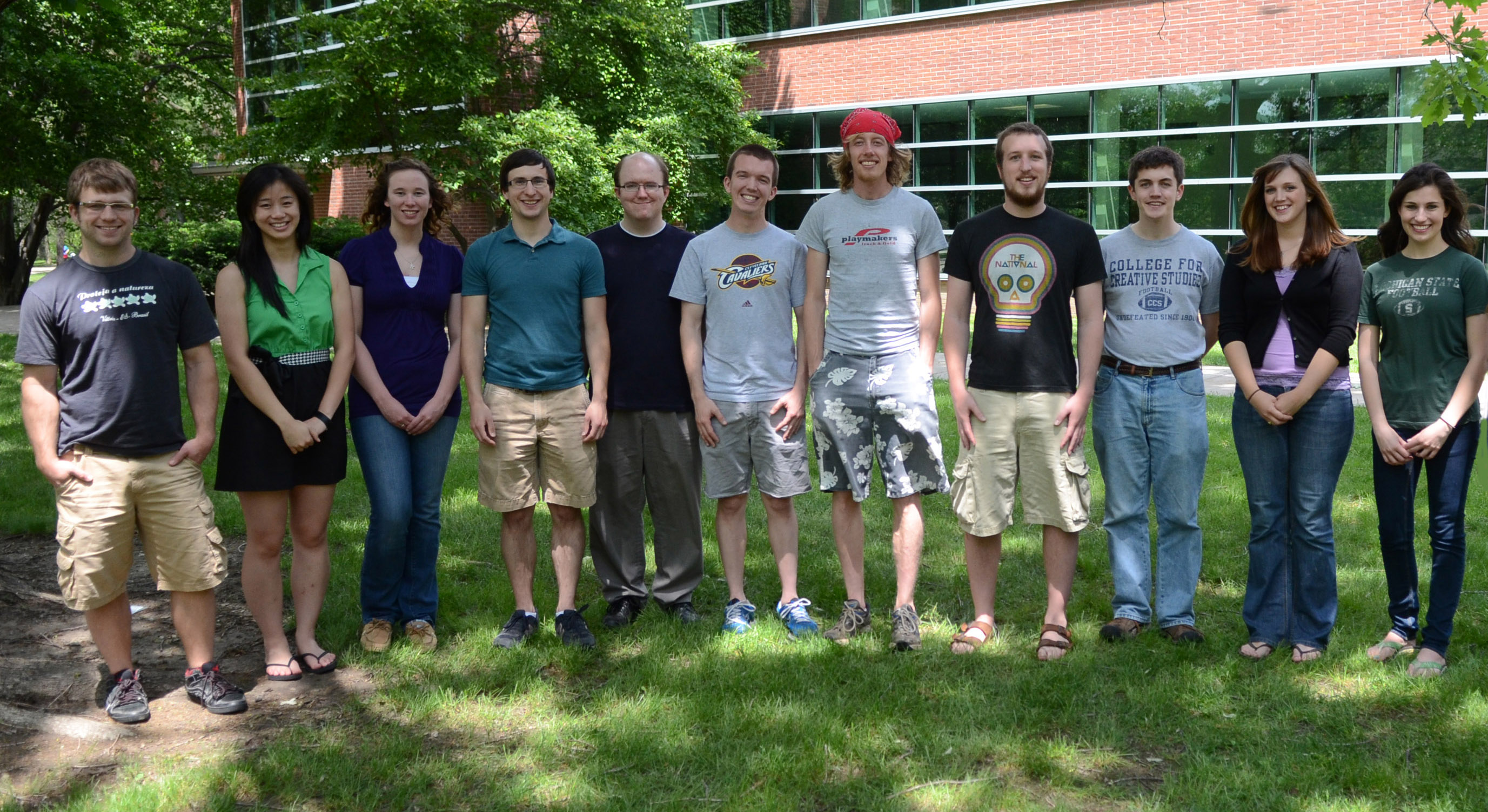     The 2013 Woodrow Wilson Fellows (from l to r): Eric David, Anqi Yu, Amber Peruski, James Grulke, Justin Daniel, Zach Sweet, Tim Langenberg, Jon Bartik, Christopher Klerkx, Erin Masko and Erin Martin.