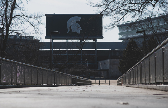 Spartan Stadium depicted in the fall