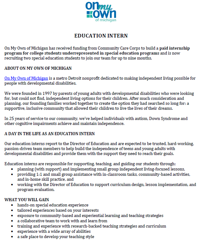 Education Internship Opportunity