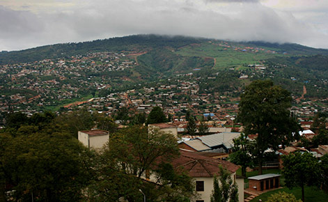 The city of Kigali, Rwanda, as seen from a hillside. 