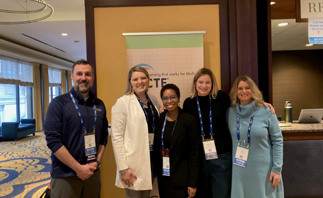 The MSU research team and partners from Ingham ISD and Wilson Talent Center recently presented at the Michigan Career Education Conference. Lee is second from the right while Harris-Thomas stands center.