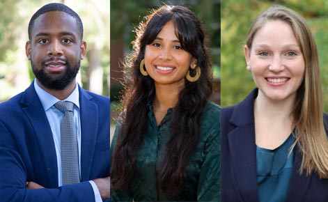 Side-by-side headshots of Jerome Graham, Tasmin Dhaliwal and Kaitlin Anderson