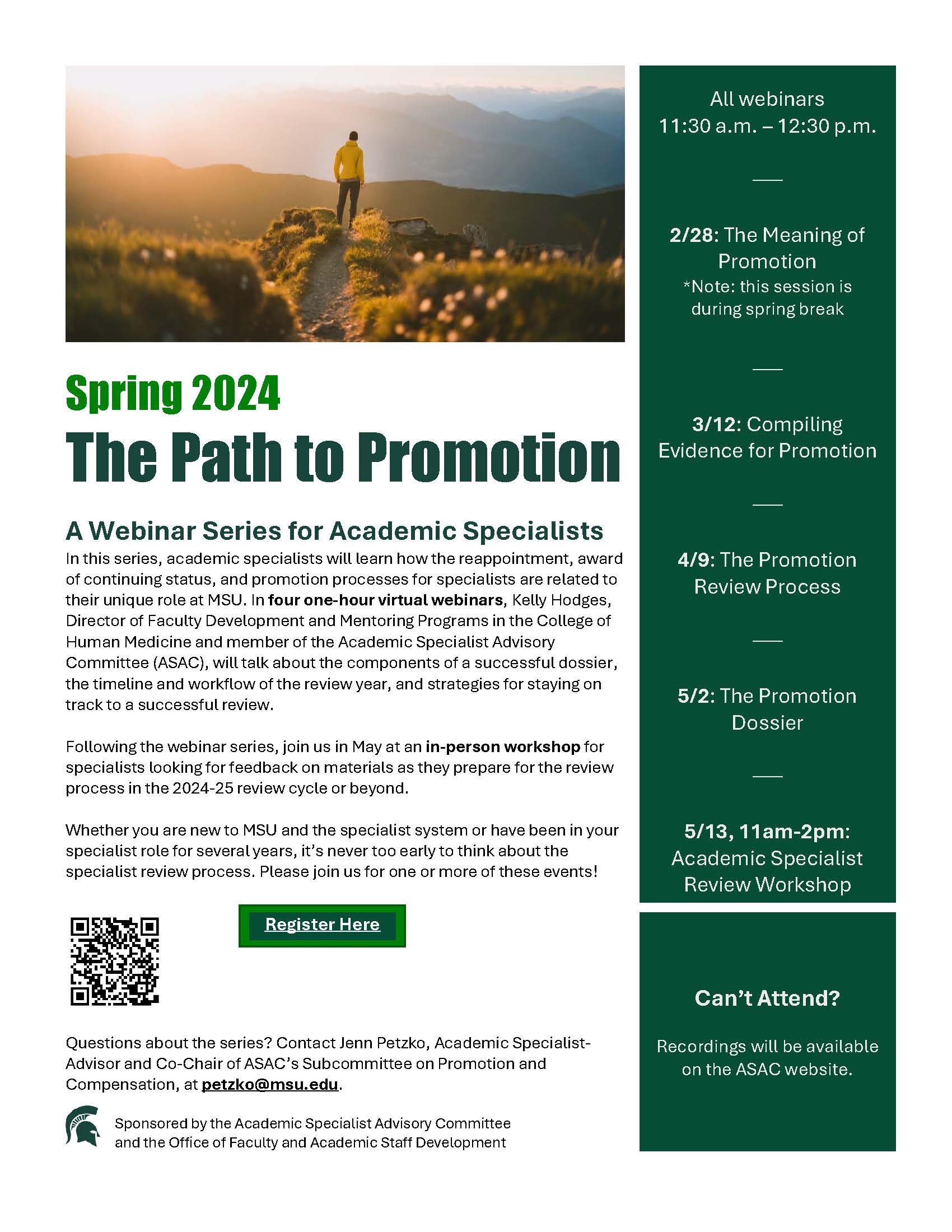 Spring 2024 The Path to Promotion A Webinar Series for Academic Specialists