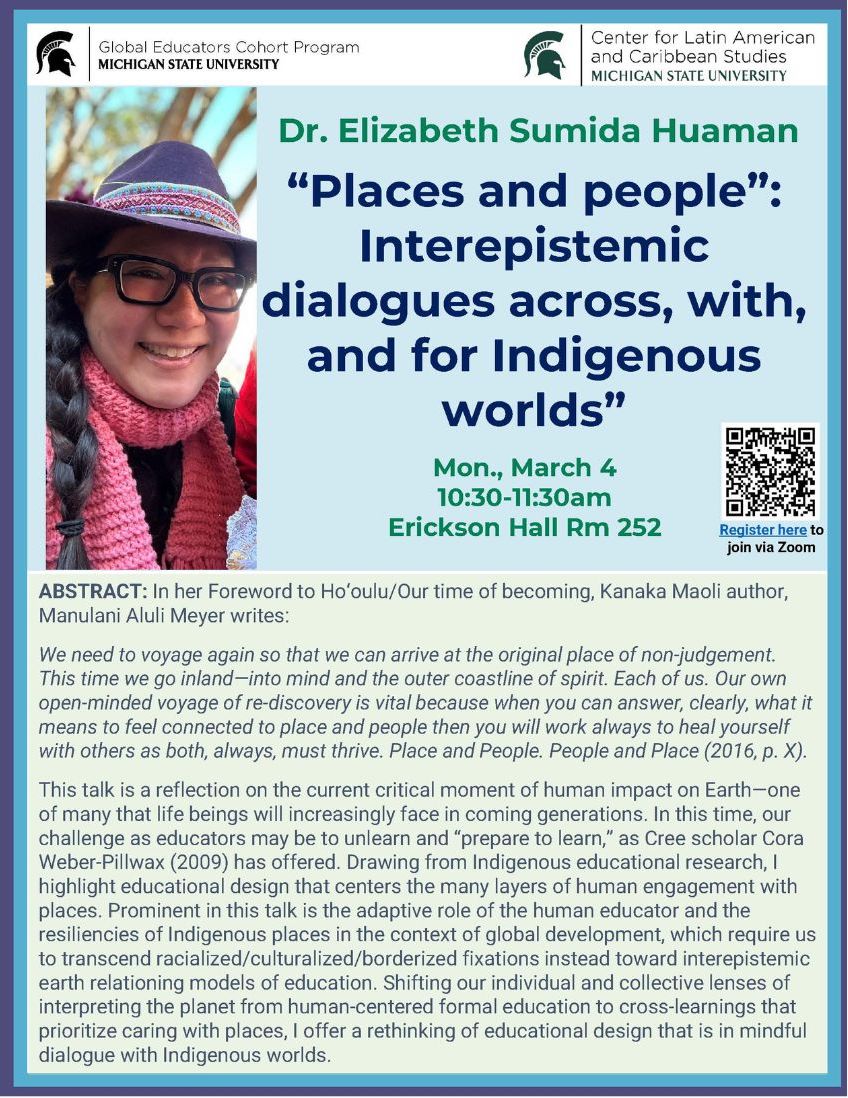 Dr Sumida Huaman's Talk titled "Places and people: Interepistemic dialogues across, with, and for Indigenous worlds”